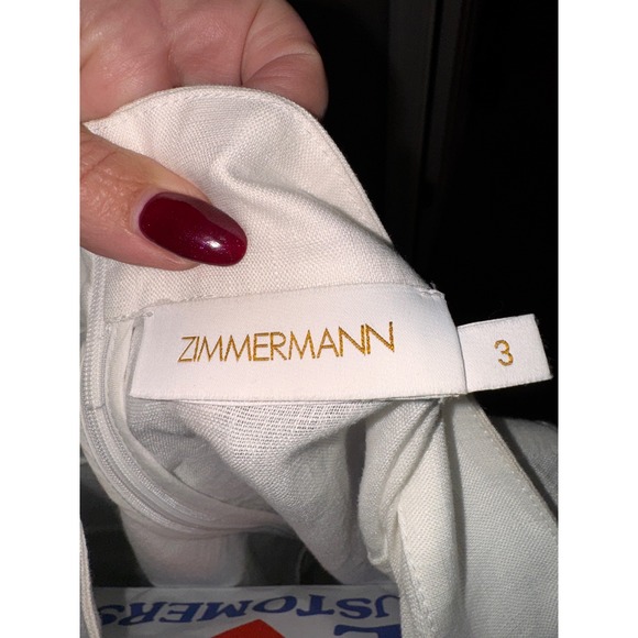 Zimmermann  Matchmaker Floral Linen Belted Mini Dress White Pink Yellow Size 8 - Picture 10 of 11